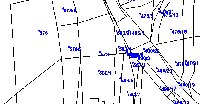 Parcela st. 579 v KÚ Homole, Katastrální mapa