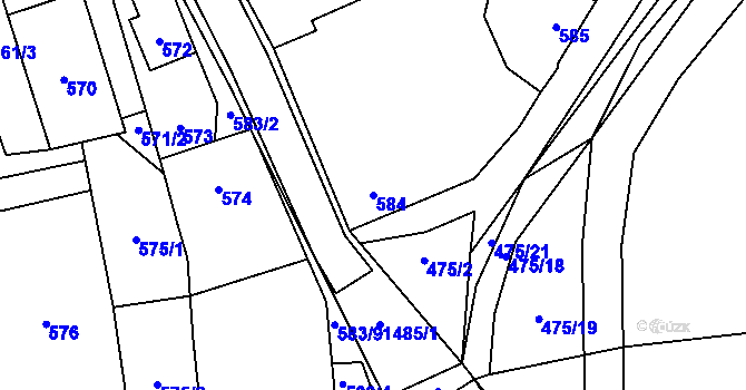 Parcela st. 584 v KÚ Homole, Katastrální mapa