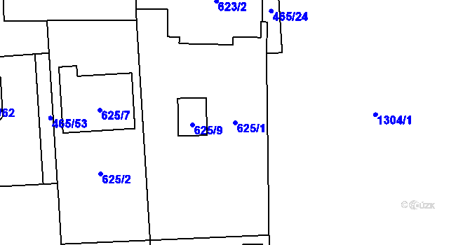Parcela st. 625/1 v KÚ Homole, Katastrální mapa