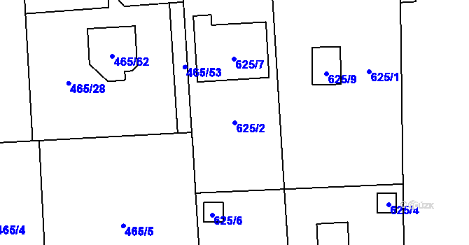 Parcela st. 625/2 v KÚ Homole, Katastrální mapa