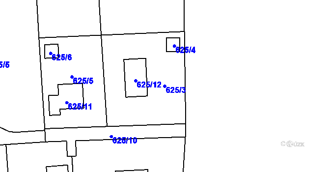 Parcela st. 625/3 v KÚ Homole, Katastrální mapa
