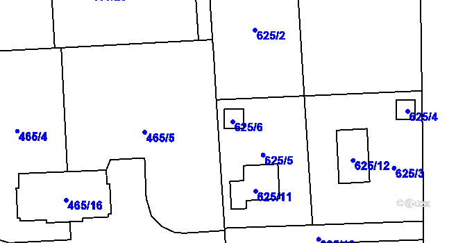 Parcela st. 625/6 v KÚ Homole, Katastrální mapa