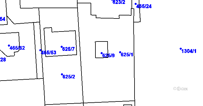 Parcela st. 625/9 v KÚ Homole, Katastrální mapa