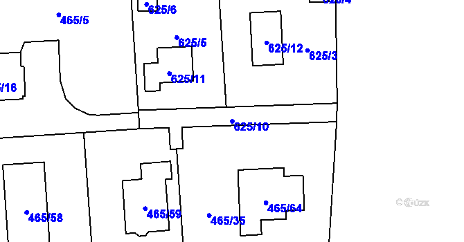 Parcela st. 625/10 v KÚ Homole, Katastrální mapa