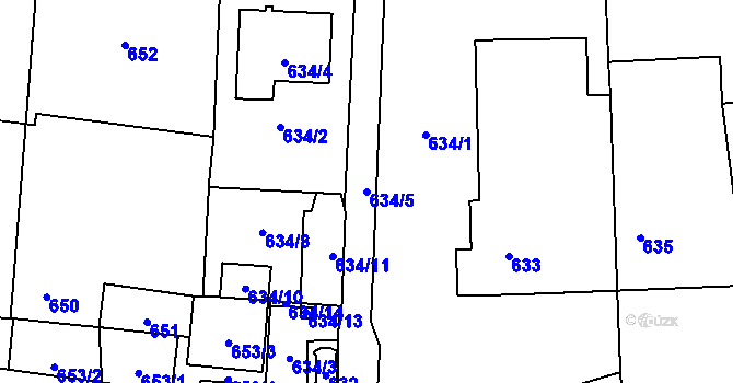 Parcela st. 634/5 v KÚ Homole, Katastrální mapa