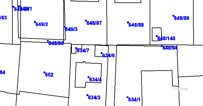 Parcela st. 634/6 v KÚ Homole, Katastrální mapa