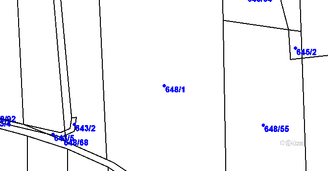 Parcela st. 648/1 v KÚ Homole, Katastrální mapa