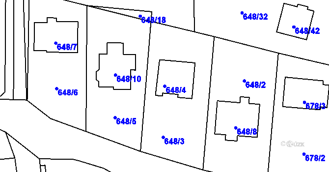 Parcela st. 648/4 v KÚ Homole, Katastrální mapa