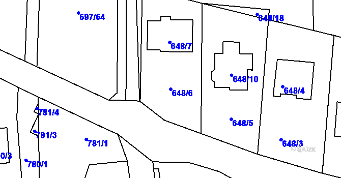 Parcela st. 648/6 v KÚ Homole, Katastrální mapa