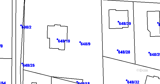 Parcela st. 648/9 v KÚ Homole, Katastrální mapa