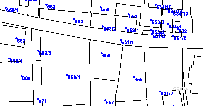 Parcela st. 658 v KÚ Homole, Katastrální mapa