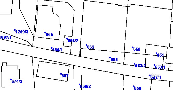 Parcela st. 662 v KÚ Homole, Katastrální mapa