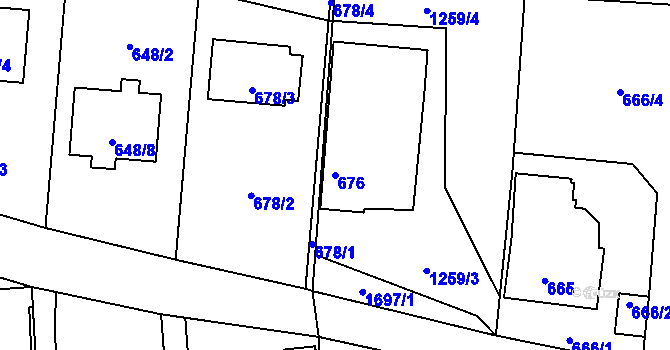 Parcela st. 676 v KÚ Homole, Katastrální mapa