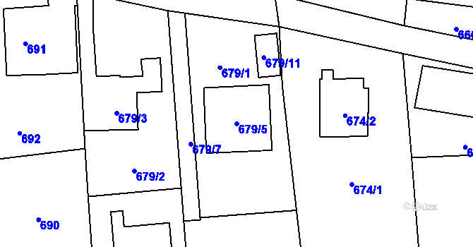 Parcela st. 679/5 v KÚ Homole, Katastrální mapa