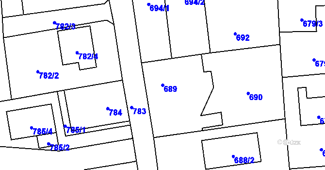 Parcela st. 689 v KÚ Homole, Katastrální mapa