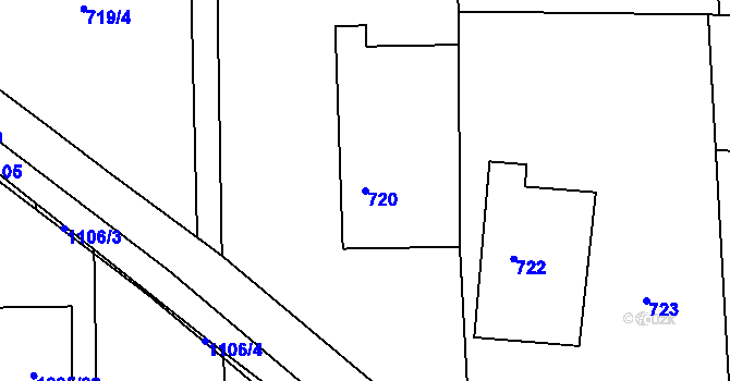 Parcela st. 720 v KÚ Homole, Katastrální mapa