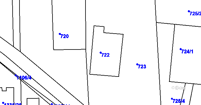 Parcela st. 722 v KÚ Homole, Katastrální mapa