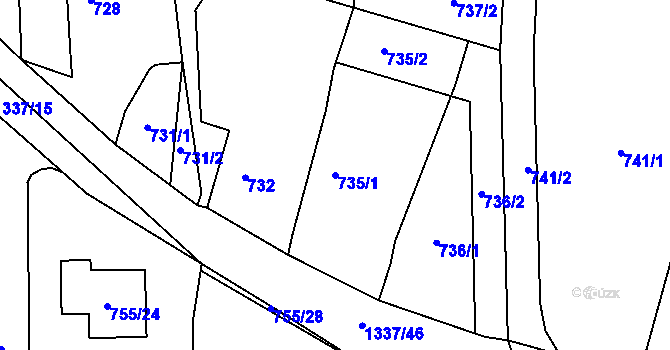 Parcela st. 735/1 v KÚ Homole, Katastrální mapa