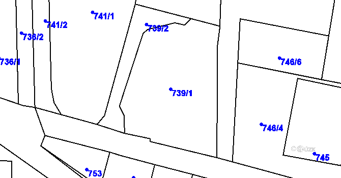 Parcela st. 739/1 v KÚ Homole, Katastrální mapa