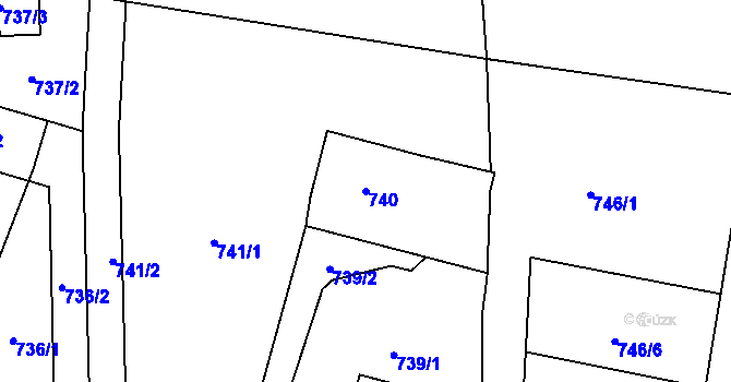 Parcela st. 740 v KÚ Homole, Katastrální mapa