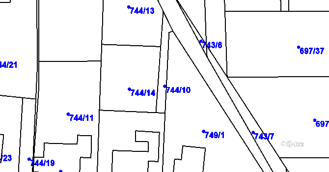 Parcela st. 744/10 v KÚ Homole, Katastrální mapa