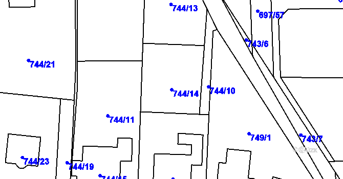 Parcela st. 744/14 v KÚ Homole, Katastrální mapa