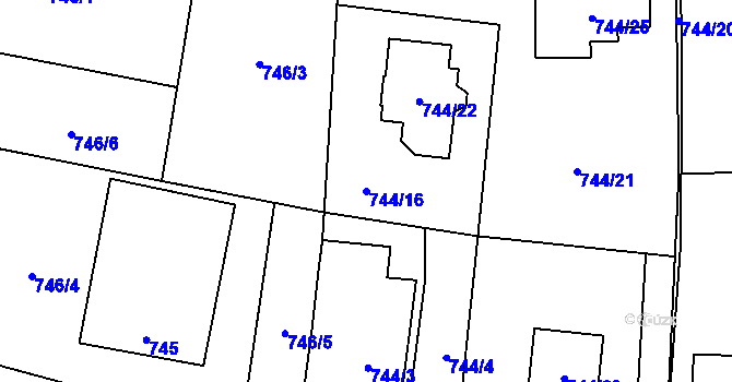 Parcela st. 744/16 v KÚ Homole, Katastrální mapa