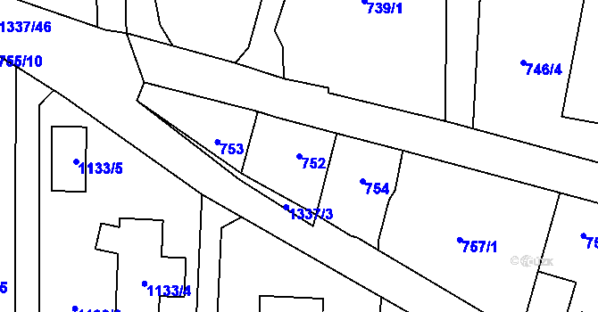 Parcela st. 752 v KÚ Homole, Katastrální mapa