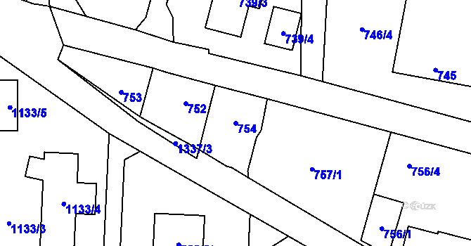 Parcela st. 754 v KÚ Homole, Katastrální mapa