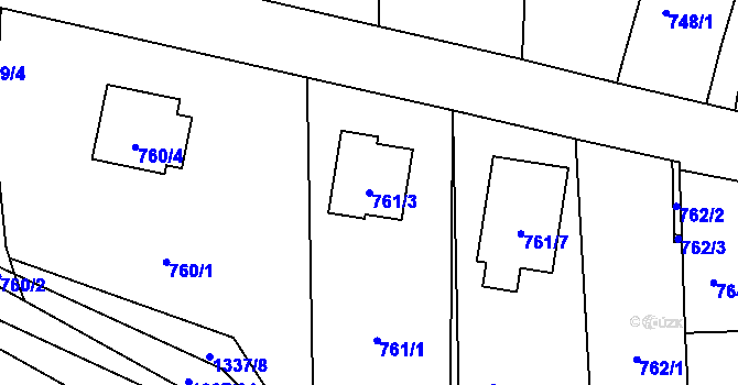 Parcela st. 761/3 v KÚ Homole, Katastrální mapa