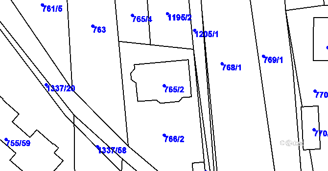 Parcela st. 765/2 v KÚ Homole, Katastrální mapa