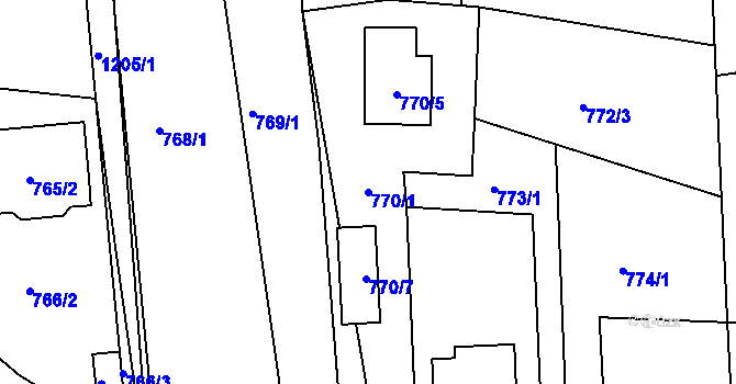 Parcela st. 770/1 v KÚ Homole, Katastrální mapa