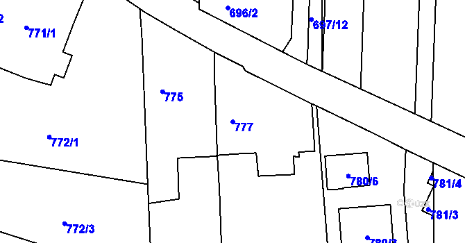 Parcela st. 777 v KÚ Homole, Katastrální mapa