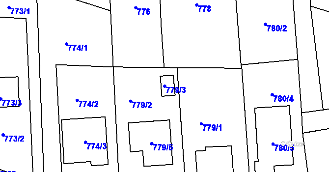 Parcela st. 779/3 v KÚ Homole, Katastrální mapa