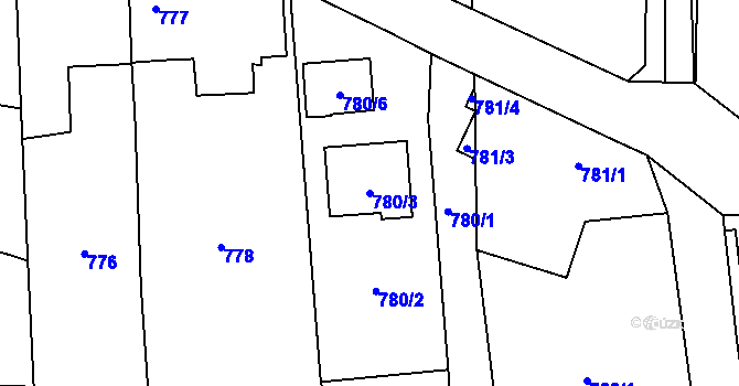 Parcela st. 780/3 v KÚ Homole, Katastrální mapa