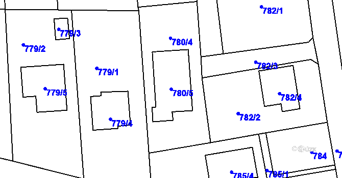 Parcela st. 780/5 v KÚ Homole, Katastrální mapa