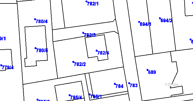 Parcela st. 782/4 v KÚ Homole, Katastrální mapa