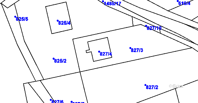 Parcela st. 827/4 v KÚ Homole, Katastrální mapa