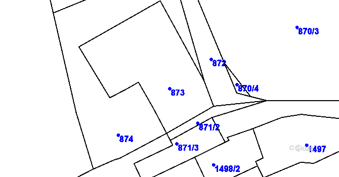 Parcela st. 873 v KÚ Homole, Katastrální mapa