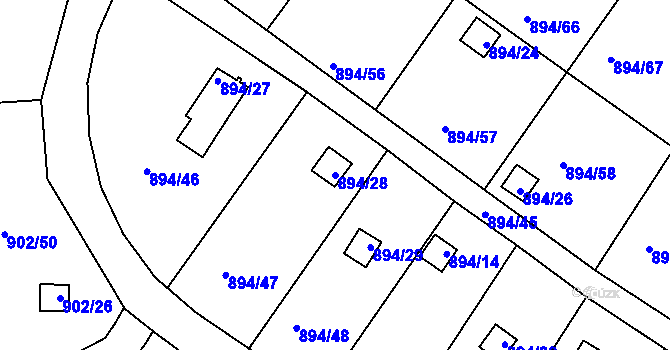 Parcela st. 894/28 v KÚ Homole, Katastrální mapa