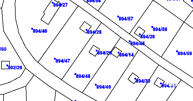 Parcela st. 894/29 v KÚ Homole, Katastrální mapa