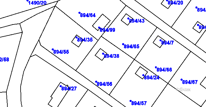Parcela st. 894/38 v KÚ Homole, Katastrální mapa