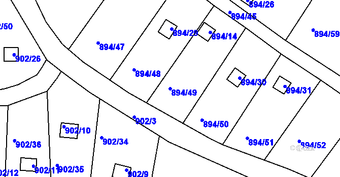 Parcela st. 894/49 v KÚ Homole, Katastrální mapa