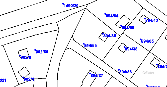 Parcela st. 894/55 v KÚ Homole, Katastrální mapa