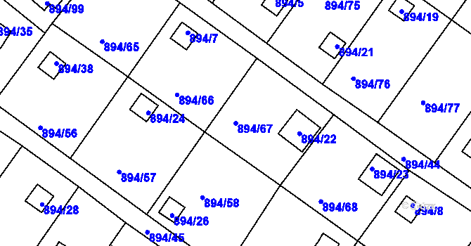 Parcela st. 894/67 v KÚ Homole, Katastrální mapa