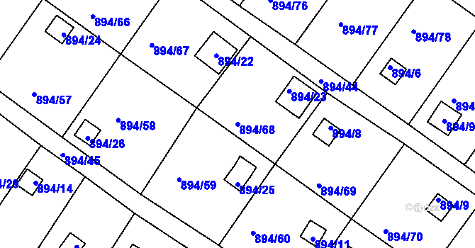 Parcela st. 894/68 v KÚ Homole, Katastrální mapa