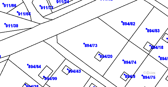 Parcela st. 894/73 v KÚ Homole, Katastrální mapa