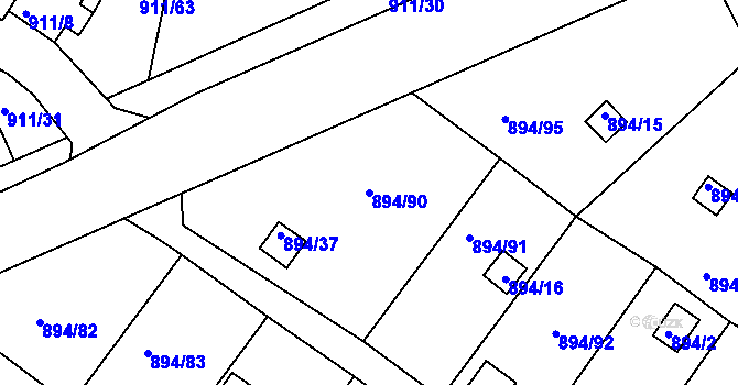 Parcela st. 894/90 v KÚ Homole, Katastrální mapa
