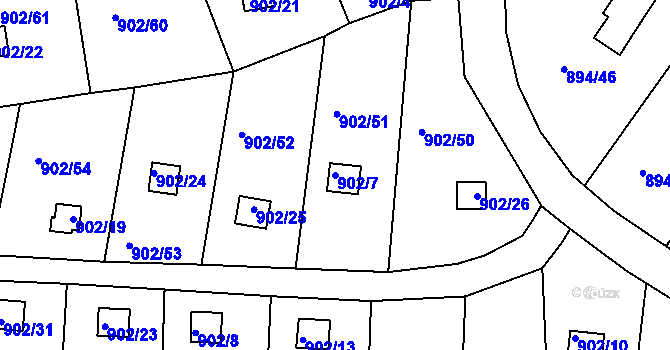 Parcela st. 902/7 v KÚ Homole, Katastrální mapa