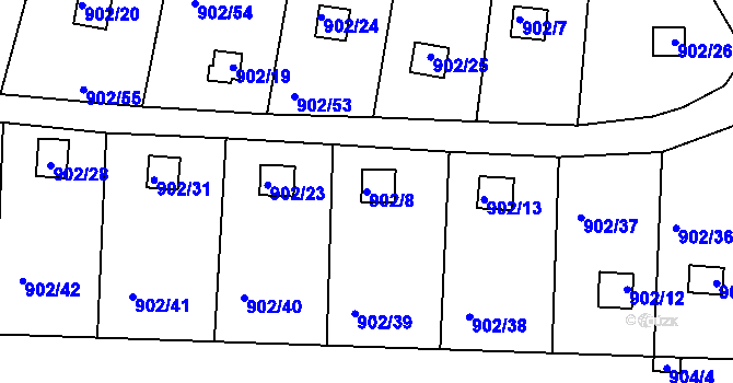 Parcela st. 902/8 v KÚ Homole, Katastrální mapa